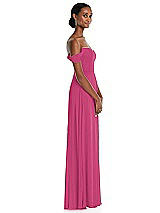 Side View Thumbnail - Tea Rose Off-the-Shoulder Basque Neck Maxi Dress with Flounce Sleeves