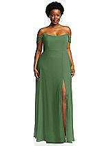 Alt View 1 Thumbnail - Vineyard Green Off-the-Shoulder Basque Neck Maxi Dress with Flounce Sleeves
