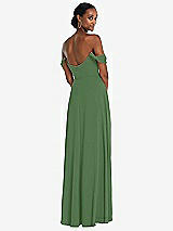 Rear View Thumbnail - Vineyard Green Off-the-Shoulder Basque Neck Maxi Dress with Flounce Sleeves