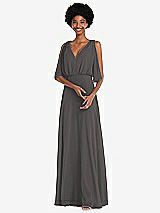 Alt View 1 Thumbnail - Caviar Gray V-Neck Split Sleeve Blouson Bodice Maxi Dress