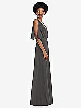 Alt View 2 Thumbnail - Caviar Gray V-Neck Split Sleeve Blouson Bodice Maxi Dress