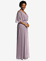 Side View Thumbnail - Lilac Dusk V-Neck Split Sleeve Blouson Bodice Maxi Dress