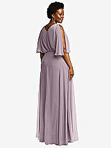 Rear View Thumbnail - Lilac Dusk V-Neck Split Sleeve Blouson Bodice Maxi Dress