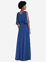 Alt View 3 Thumbnail - Classic Blue V-Neck Split Sleeve Blouson Bodice Maxi Dress
