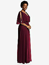 Side View Thumbnail - Cabernet V-Neck Split Sleeve Blouson Bodice Maxi Dress