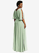 Rear View Thumbnail - Celadon V-Neck Split Sleeve Blouson Bodice Maxi Dress