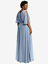 Rear View Thumbnail - Cloudy V-Neck Split Sleeve Blouson Bodice Maxi Dress