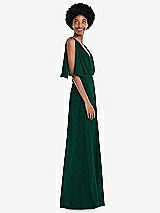 Alt View 2 Thumbnail - Hunter Green V-Neck Split Sleeve Blouson Bodice Maxi Dress