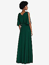 Alt View 3 Thumbnail - Hunter Green V-Neck Split Sleeve Blouson Bodice Maxi Dress