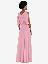 Alt View 3 Thumbnail - Peony Pink V-Neck Split Sleeve Blouson Bodice Maxi Dress