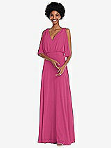 Alt View 1 Thumbnail - Tea Rose V-Neck Split Sleeve Blouson Bodice Maxi Dress