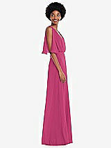 Alt View 2 Thumbnail - Tea Rose V-Neck Split Sleeve Blouson Bodice Maxi Dress