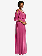 Side View Thumbnail - Tea Rose V-Neck Split Sleeve Blouson Bodice Maxi Dress