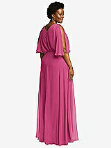 Rear View Thumbnail - Tea Rose V-Neck Split Sleeve Blouson Bodice Maxi Dress