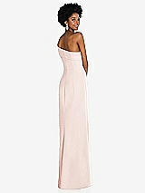 Rear View Thumbnail - Blush Asymmetrical Off-the-Shoulder Cuff Trumpet Gown With Front Slit