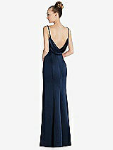 Front View Thumbnail - Midnight Navy Draped Cowl-Back Princess Line Dress with Front Slit