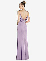 Front View Thumbnail - Pale Purple Draped Cowl-Back Princess Line Dress with Front Slit