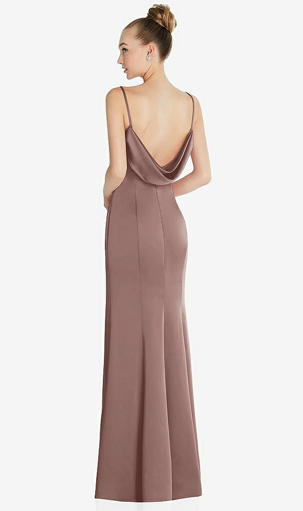Front View - Sienna Draped Cowl-Back Princess Line Dress with Front Slit