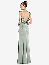 Front View Thumbnail - Willow Green Draped Cowl-Back Princess Line Dress with Front Slit