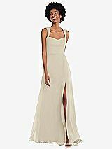 Front View Thumbnail - Champagne Contoured Wide Strap Sweetheart Maxi Dress