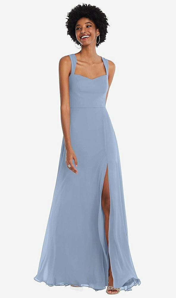 Front View - Cloudy Contoured Wide Strap Sweetheart Maxi Dress