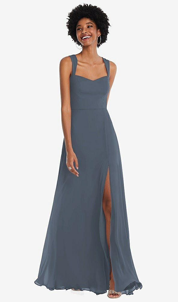 Front View - Silverstone Contoured Wide Strap Sweetheart Maxi Dress