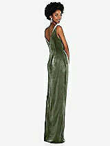 Rear View Thumbnail - Sage Draped Skirt Faux Wrap Velvet Maxi Dress