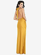 Rear View Thumbnail - NYC Yellow Scarf Tie High-Neck Halter Maxi Slip Dress