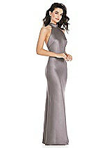 Side View Thumbnail - Cashmere Gray Scarf Tie High-Neck Halter Maxi Slip Dress