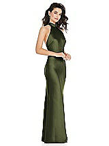 Side View Thumbnail - Olive Green Scarf Tie High-Neck Halter Maxi Slip Dress
