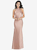 Front View Thumbnail - Toasted Sugar Scarf Tie High-Neck Halter Maxi Slip Dress