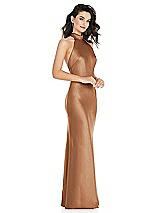 Side View Thumbnail - Toffee Scarf Tie High-Neck Halter Maxi Slip Dress