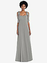 Front View Thumbnail - Chelsea Gray Convertible Tie-Shoulder Empire Waist Maxi Dress