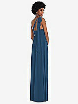 Alt View 3 Thumbnail - Dusk Blue Convertible Tie-Shoulder Empire Waist Maxi Dress