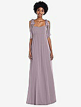 Front View Thumbnail - Lilac Dusk Convertible Tie-Shoulder Empire Waist Maxi Dress