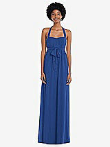 Alt View 1 Thumbnail - Classic Blue Convertible Tie-Shoulder Empire Waist Maxi Dress
