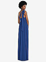 Alt View 3 Thumbnail - Classic Blue Convertible Tie-Shoulder Empire Waist Maxi Dress