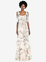 Front View Thumbnail - Blush Garden Convertible Tie-Shoulder Empire Waist Maxi Dress