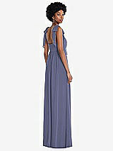 Rear View Thumbnail - French Blue Convertible Tie-Shoulder Empire Waist Maxi Dress