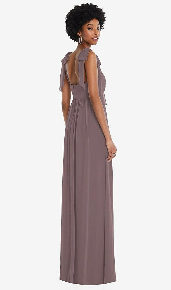Back View - French Truffle Convertible Tie-Shoulder Empire Waist Maxi Dress