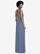 Rear View Thumbnail - Larkspur Blue Convertible Tie-Shoulder Empire Waist Maxi Dress