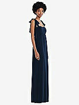 Side View Thumbnail - Midnight Navy Convertible Tie-Shoulder Empire Waist Maxi Dress