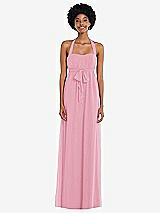Alt View 1 Thumbnail - Peony Pink Convertible Tie-Shoulder Empire Waist Maxi Dress