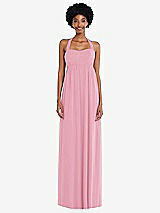 Alt View 4 Thumbnail - Peony Pink Convertible Tie-Shoulder Empire Waist Maxi Dress