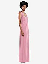 Side View Thumbnail - Peony Pink Convertible Tie-Shoulder Empire Waist Maxi Dress