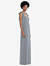 Side View Thumbnail - Platinum Convertible Tie-Shoulder Empire Waist Maxi Dress