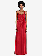 Alt View 1 Thumbnail - Parisian Red Convertible Tie-Shoulder Empire Waist Maxi Dress