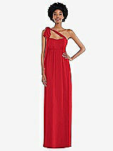 Alt View 2 Thumbnail - Parisian Red Convertible Tie-Shoulder Empire Waist Maxi Dress