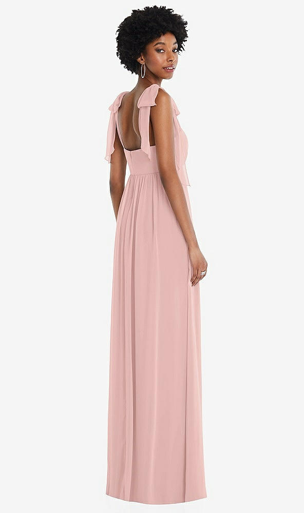 Back View - Rose - PANTONE Rose Quartz Convertible Tie-Shoulder Empire Waist Maxi Dress