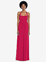 Alt View 1 Thumbnail - Vivid Pink Convertible Tie-Shoulder Empire Waist Maxi Dress